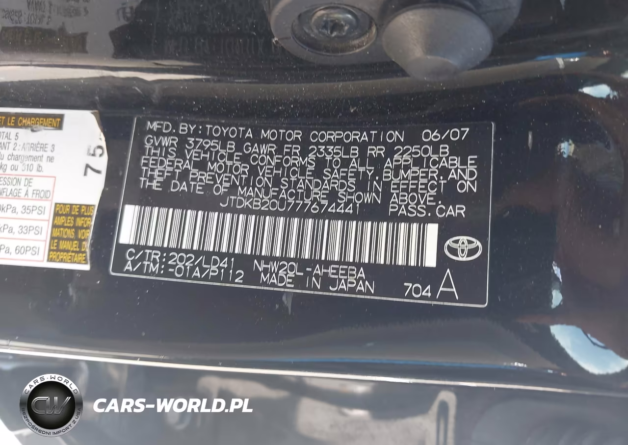 2007 Toyota Prius VIN:JTDKB20U777674441 - 9