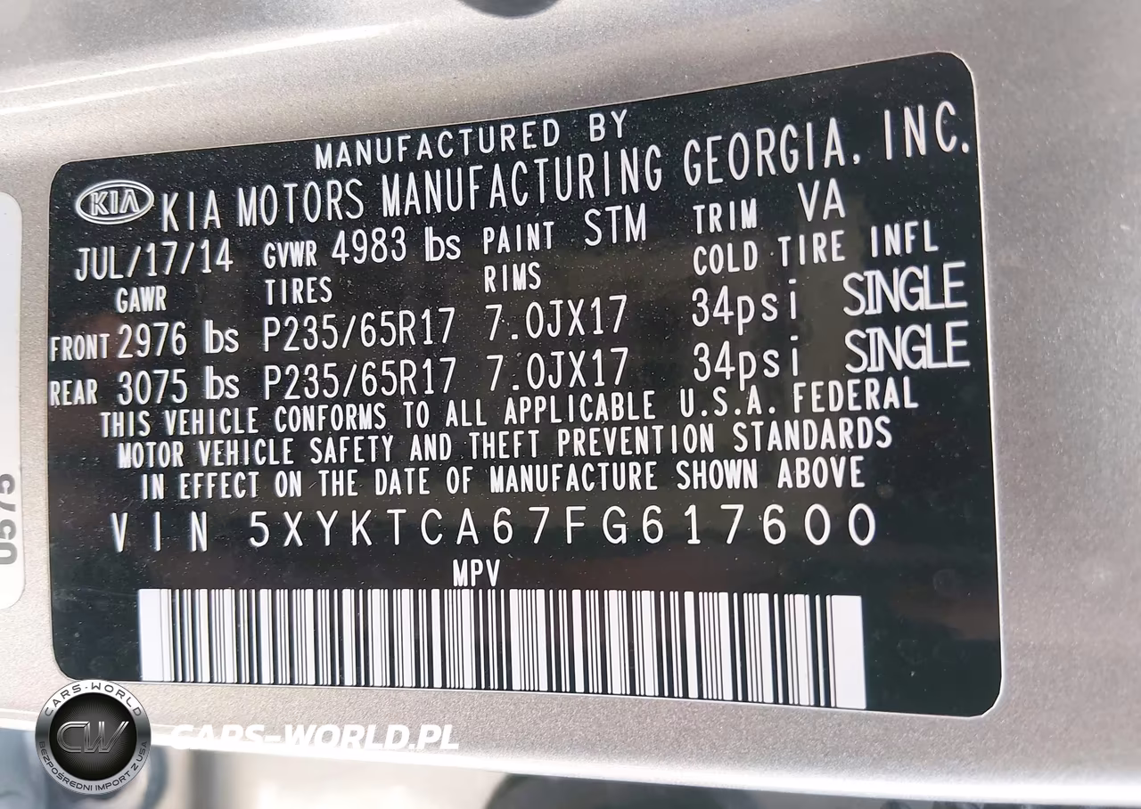 2015 Kia Sorento Lx VIN:5XYKTCA67FG617600 - 9