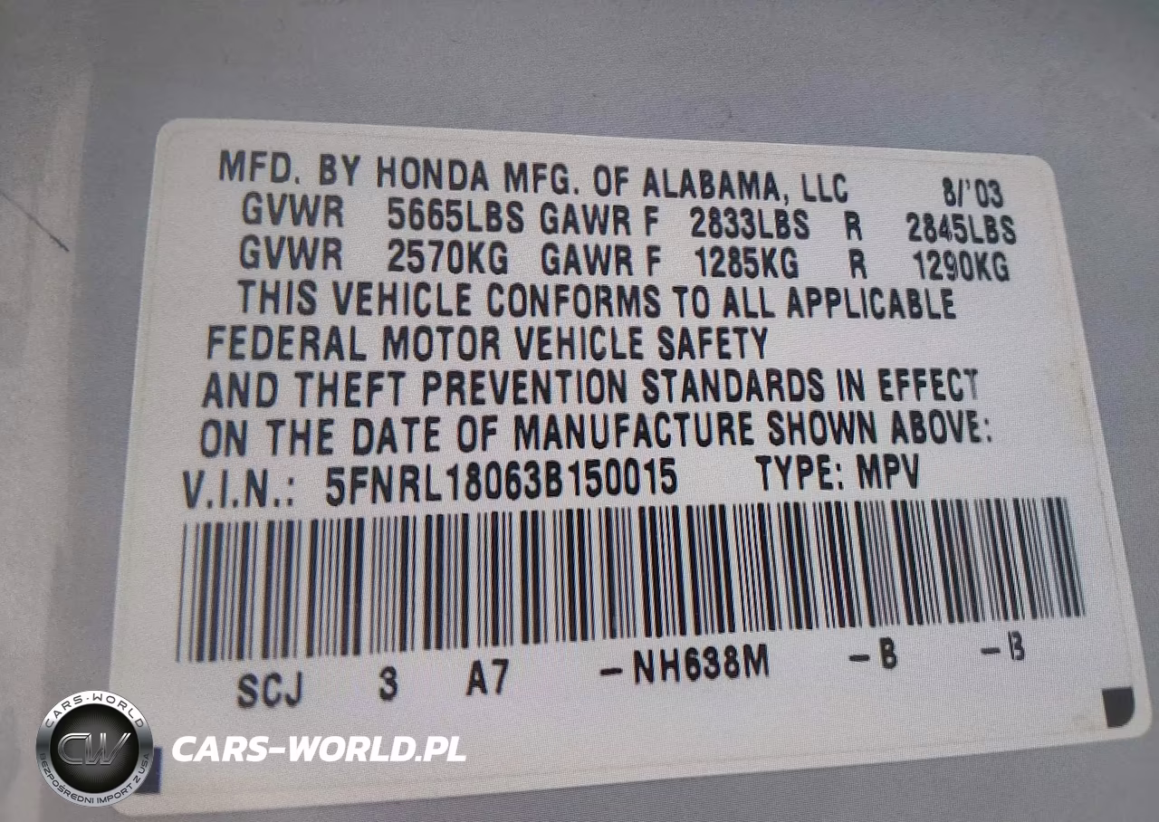 2003 Honda Odyssey Ex-L VIN:5FNRL18063B150015 - 9