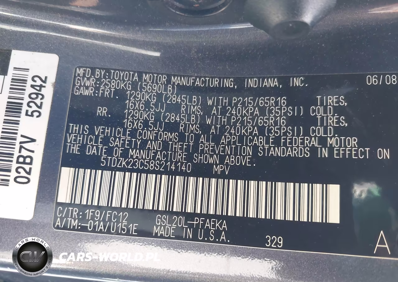 2008 Toyota Sienna Le VIN:5TDZK23C58S214140 - 12