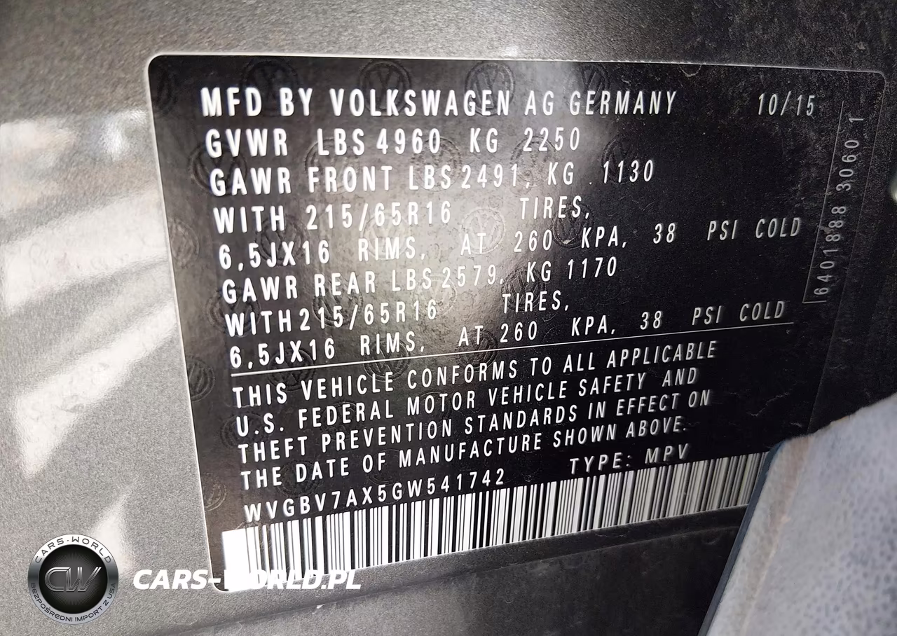 2016 Volkswagen Tiguan S VIN:WVGBV7AX5GW541742 - 9