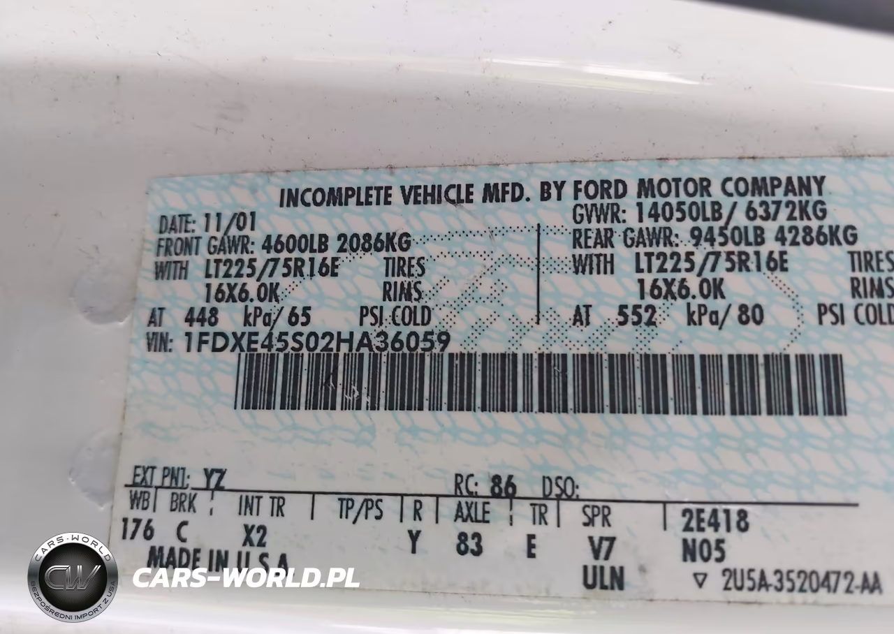2002 Ford E-450 Cutaway Standard VIN:1FDXE45S02HA36059 - 8