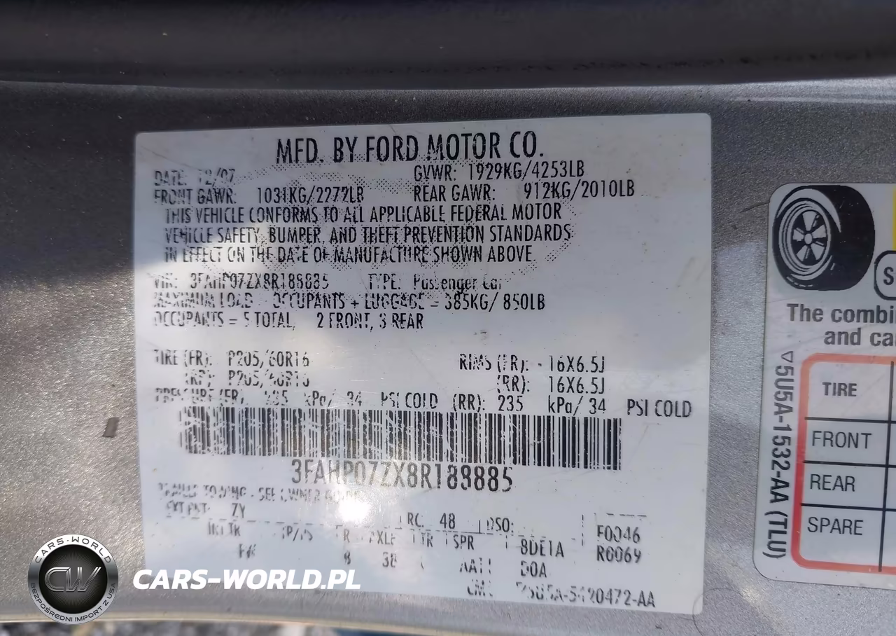 2008 Ford Fusion Se VIN:3FAHP07ZX8R188885 - 9