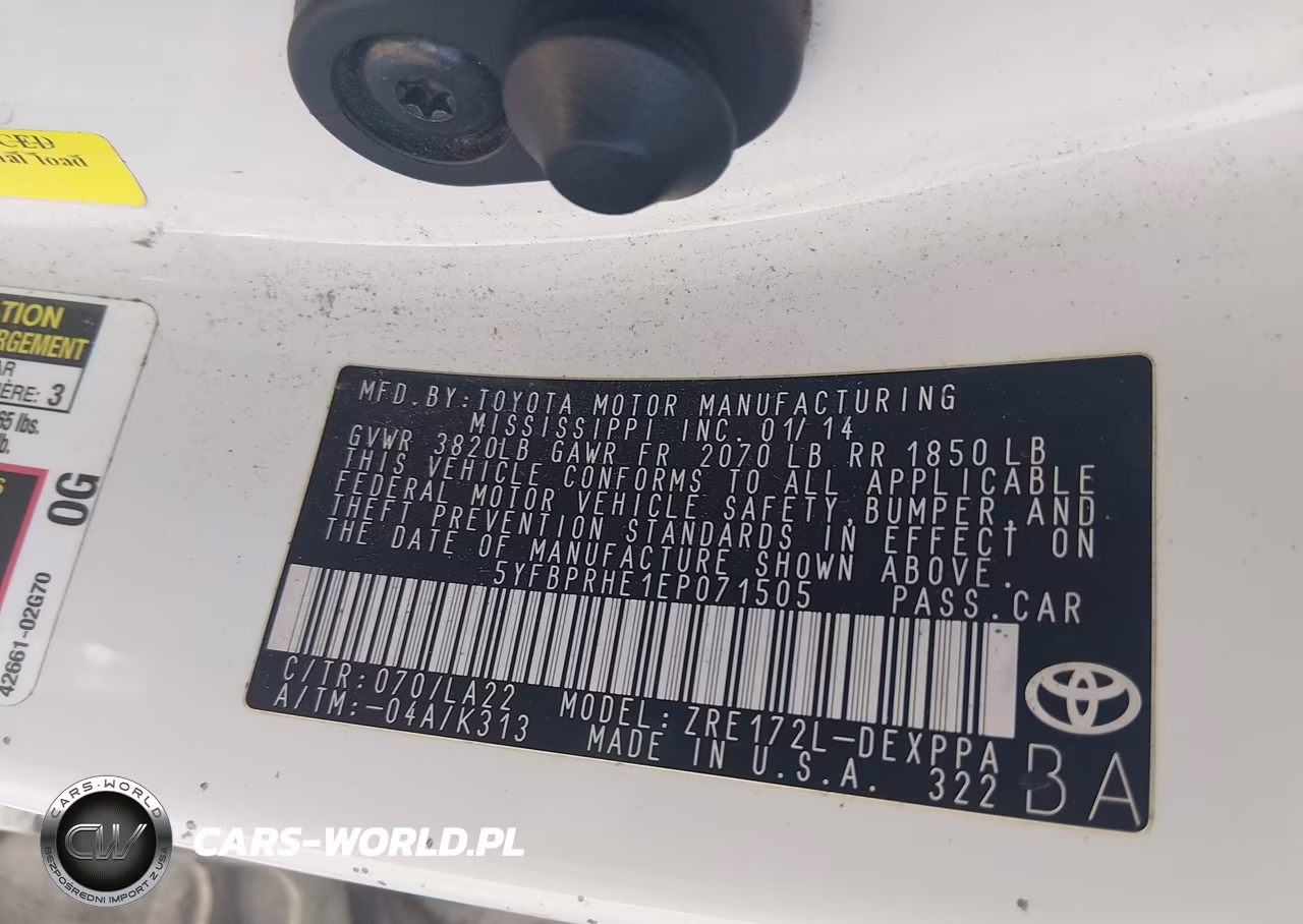 2014 Toyota Corolla Le Eco Premium VIN:5YFBPRHE1EP071505 - 9