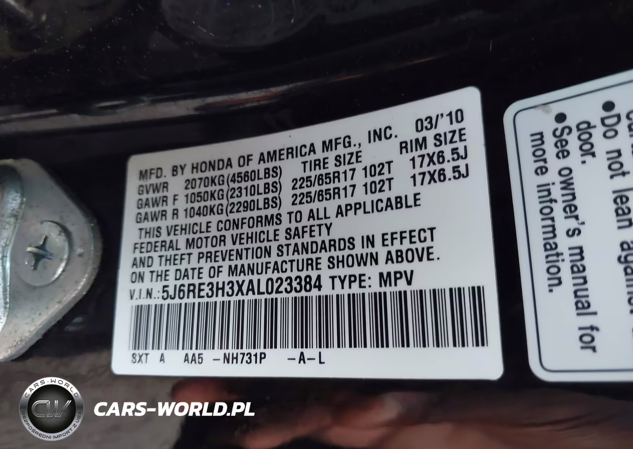 2010 Honda Cr-V Lx VIN:5J6RE3H3XAL023384 - 9