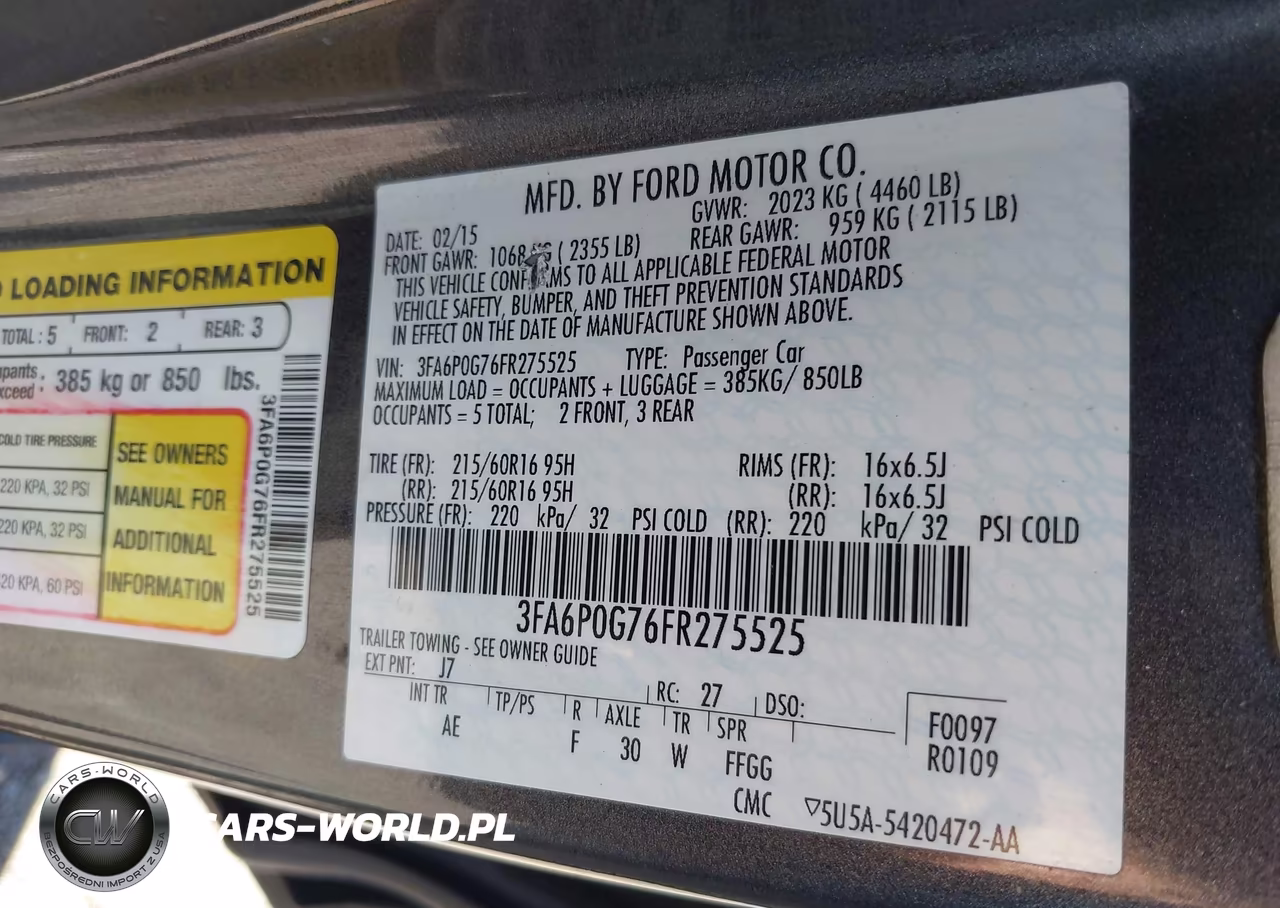2015 Ford Fusion S VIN:3FA6P0G76FR275525 - 9