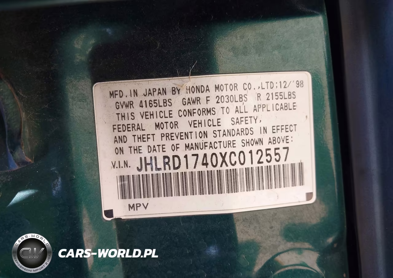 1999 Honda Cr-V Lx VIN:JHLRD1740XC012557 - 9