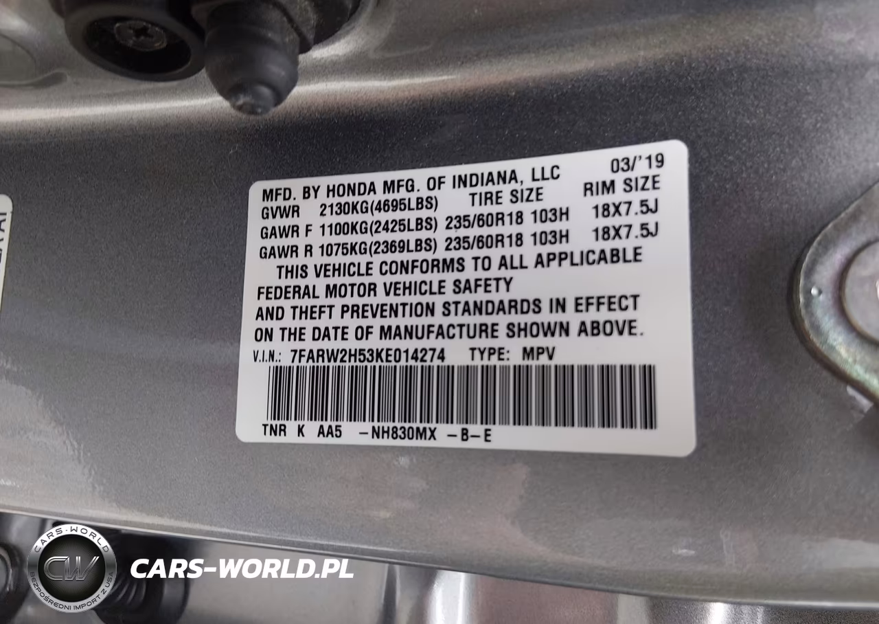 2019 Honda Cr-V Ex VIN:7FARW2H53KE014274 - 9