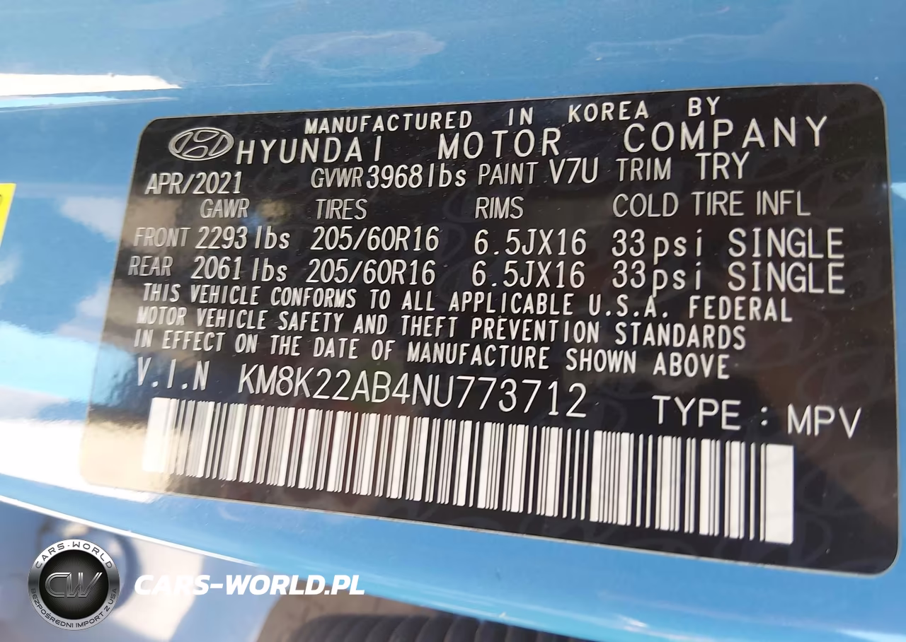 2022 Hyundai Kona Se VIN:KM8K22AB4NU773712 - 9