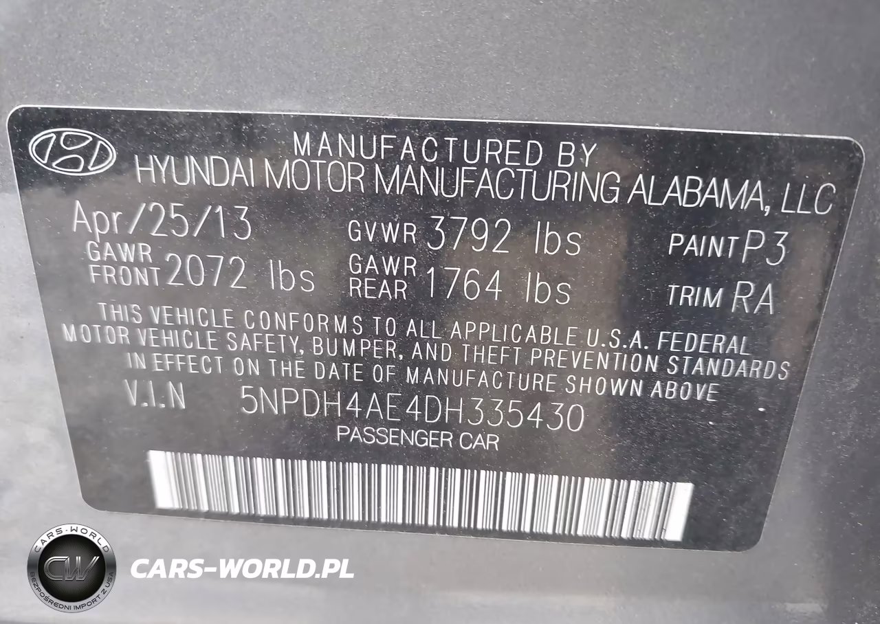 2013 Hyundai Elantra Gls VIN:5NPDH4AE4DH335430 - 9