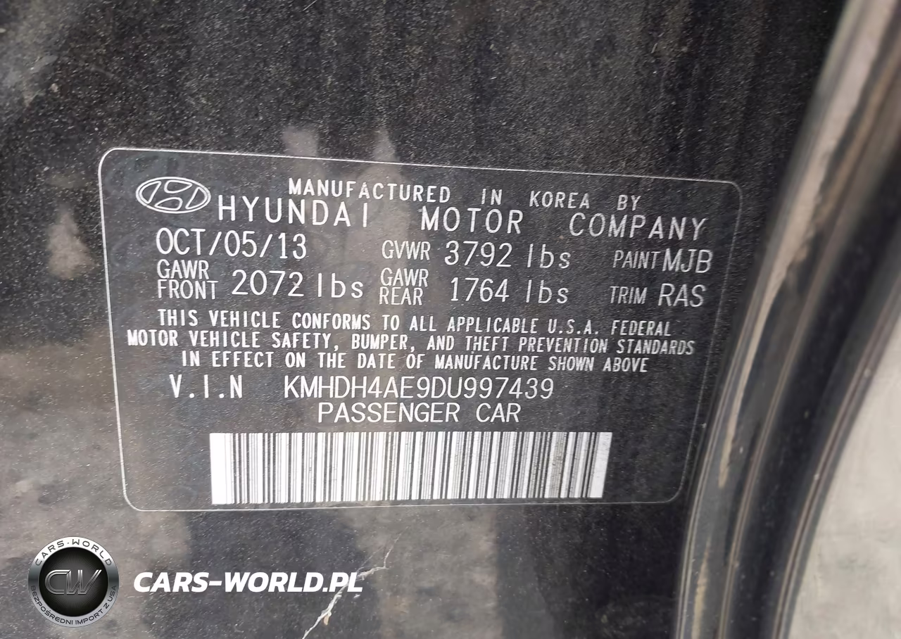 2013 Hyundai Elantra Gls VIN:KMHDH4AE9DU997439 - 9