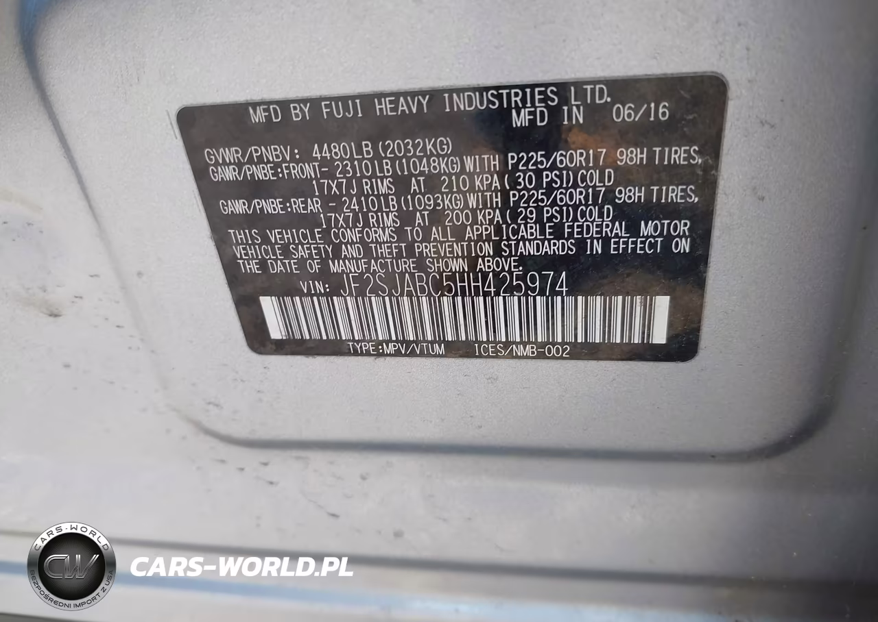 2017 Subaru Forester 2.5I VIN:JF2SJABC5HH425974 - 9
