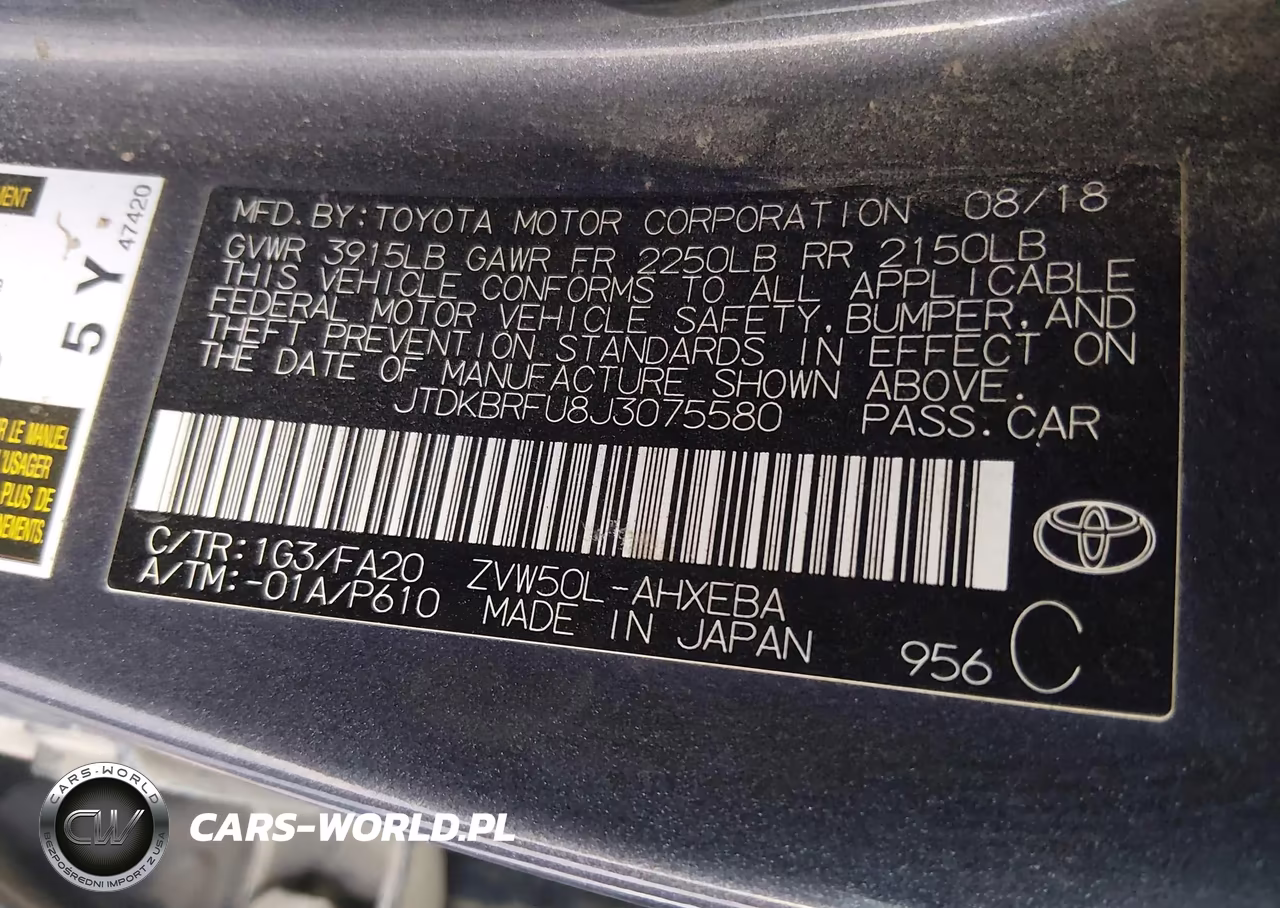 2018 Toyota Prius Two VIN:JTDKBRFU8J3075580 - 9