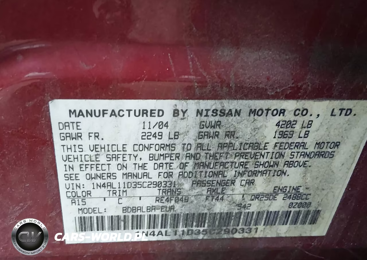 2005 Nissan Altima 2.5 S VIN:1N4AL11D35C290331 - 9