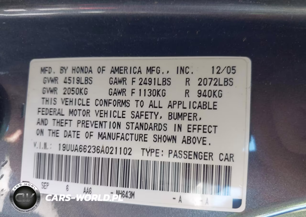 2006 Acura Tl VIN:19UUA66236A021102 - 9