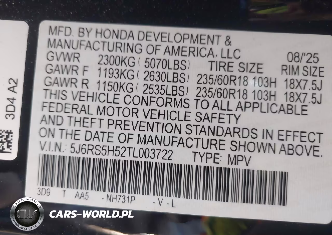 2026 Honda Cr-V Hybrid 2Wd Sport VIN:5J6RS5H52TL003722 - 9