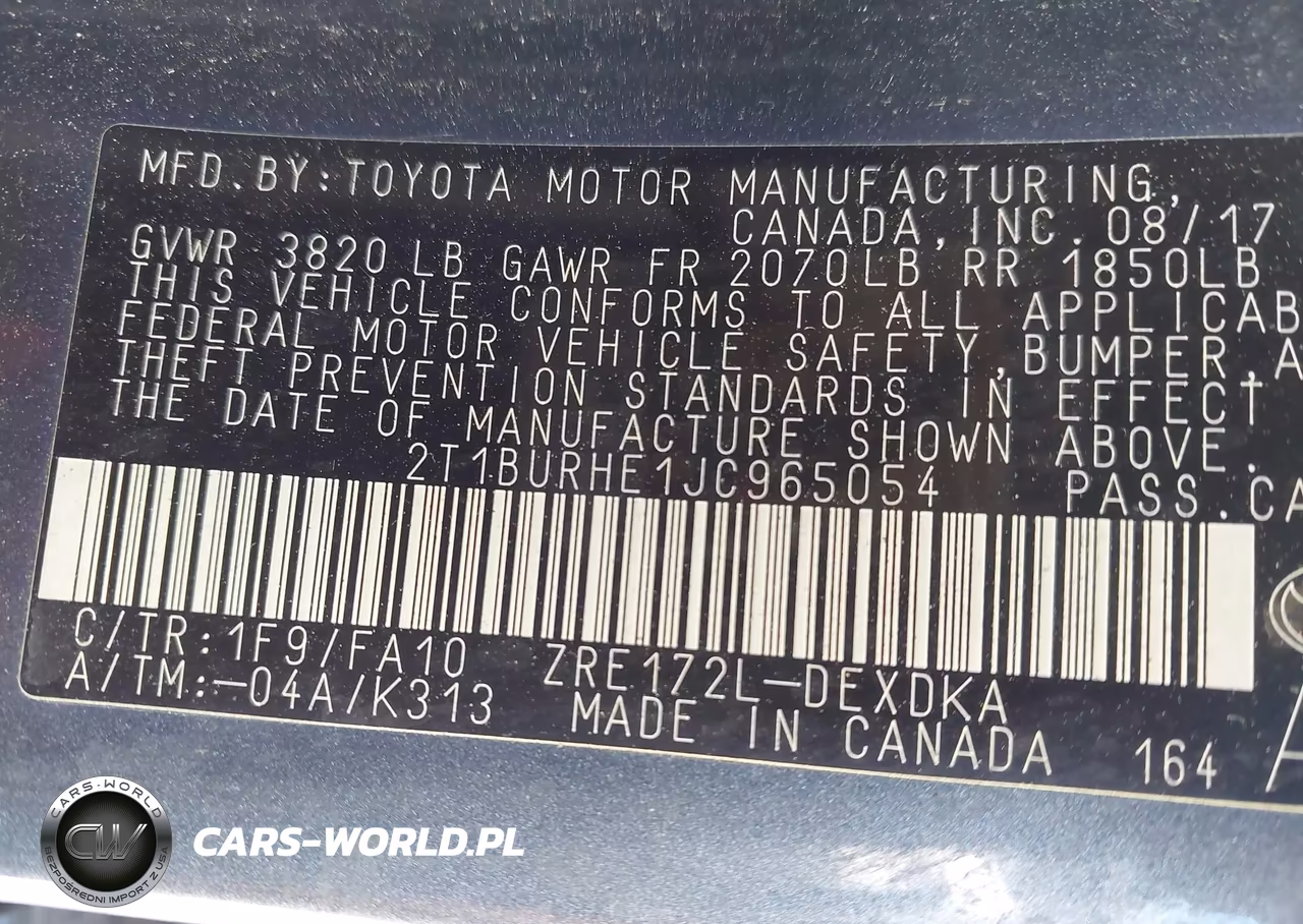 2018 Toyota Corolla L VIN:2T1BURHE1JC965054 - 9