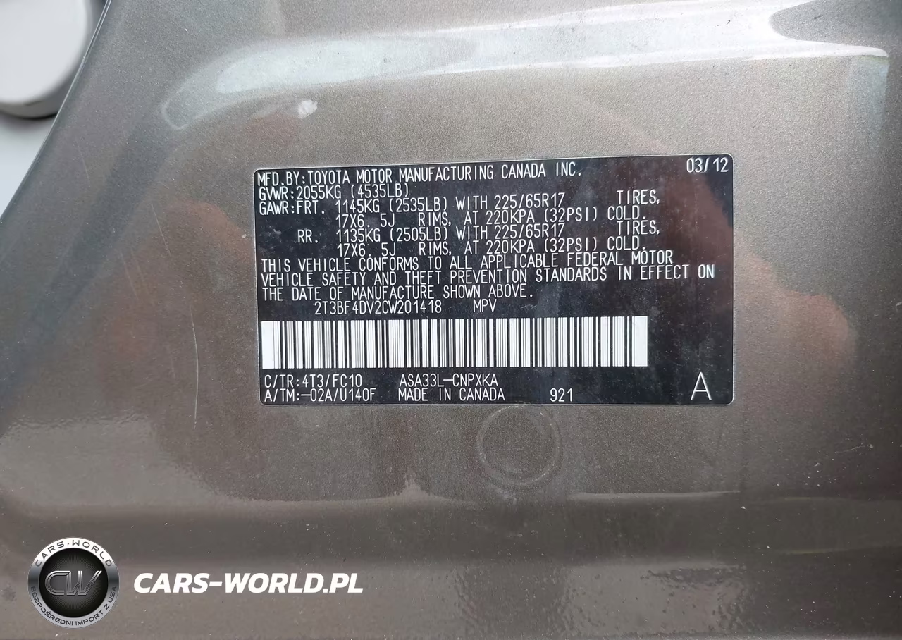 2012 Toyota Rav4 VIN:2T3BF4DV2CW201418 - 9
