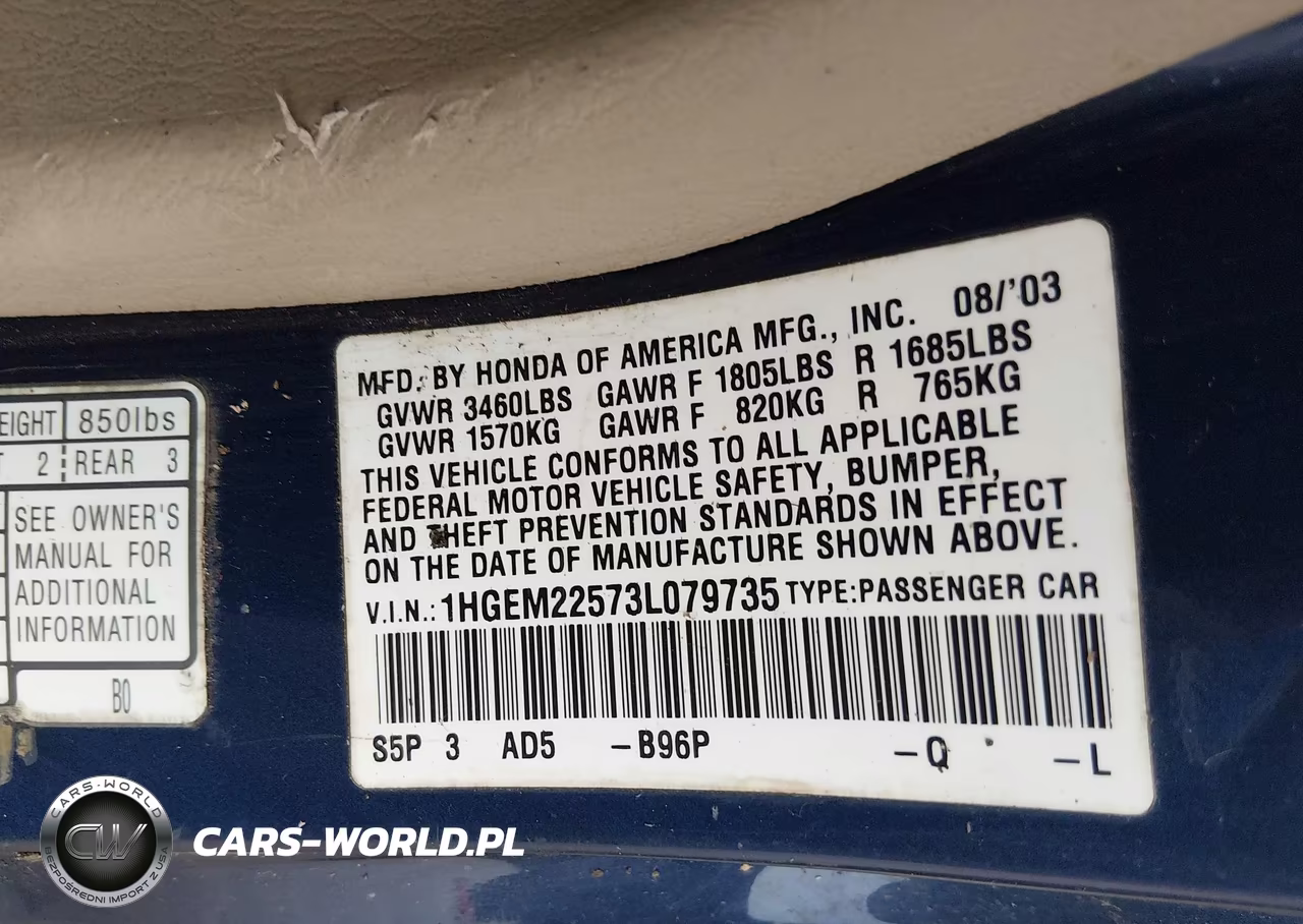 2003 Honda Civic Lx VIN:1HGEM22573L079735 - 9