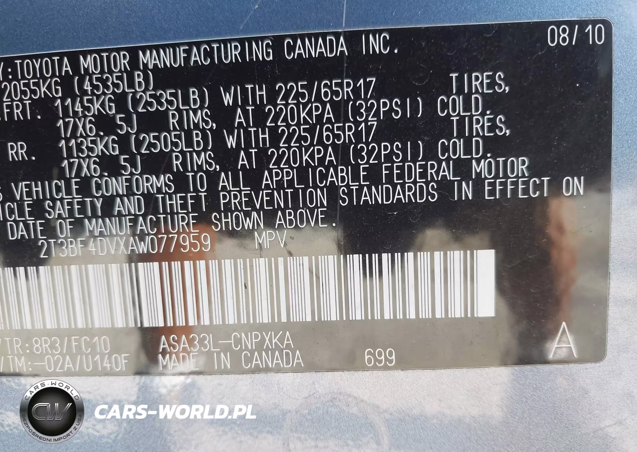 2010 Toyota Rav4 VIN:2T3BF4DVXAW077959 - 9