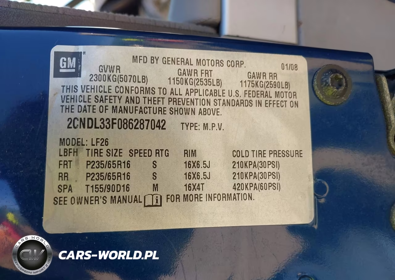 2008 Chevrolet Equinox Lt VIN:2CNDL33F086287042 - 9