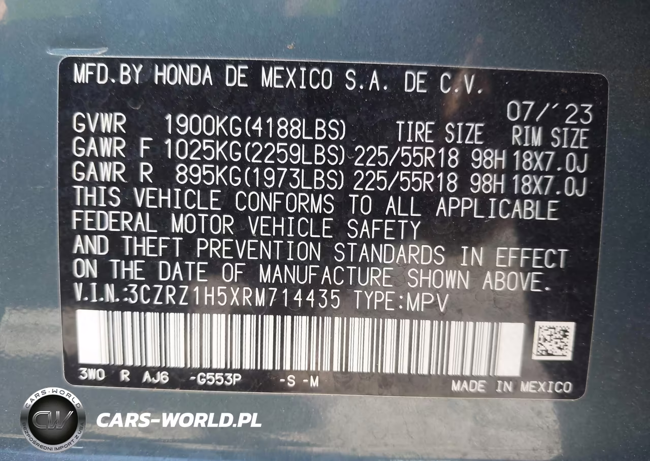 2024 Honda Hr-V 2Wd Sport-2Wd Sport W-O Bsi VIN:3CZRZ1H5XRM714435 - 9
