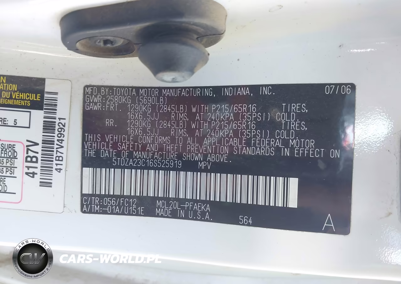 2006 Toyota Sienna Le VIN:5TDZA23C16S525919 - 9