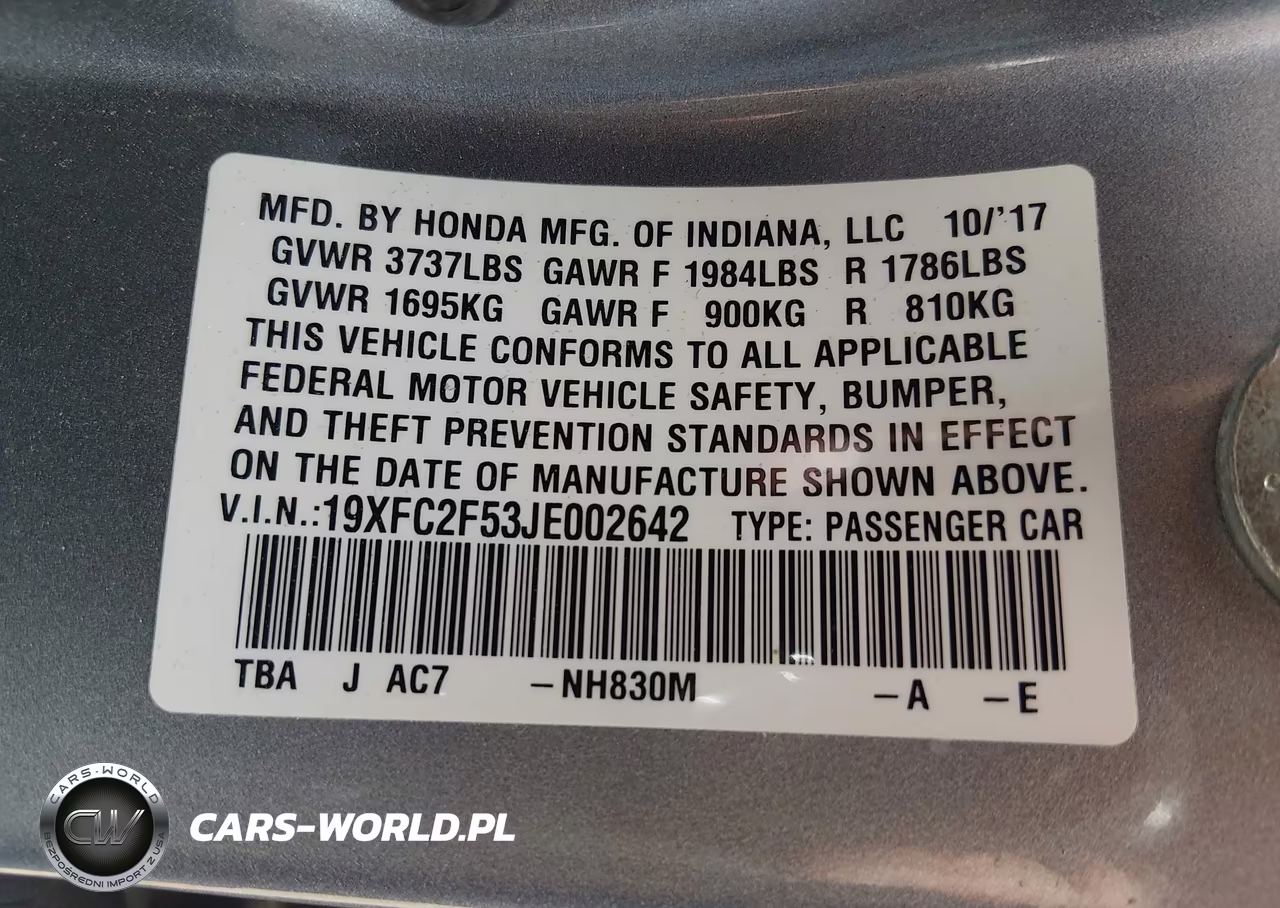 2018 Honda Civic Lx VIN:19XFC2F53JE002642 - 9