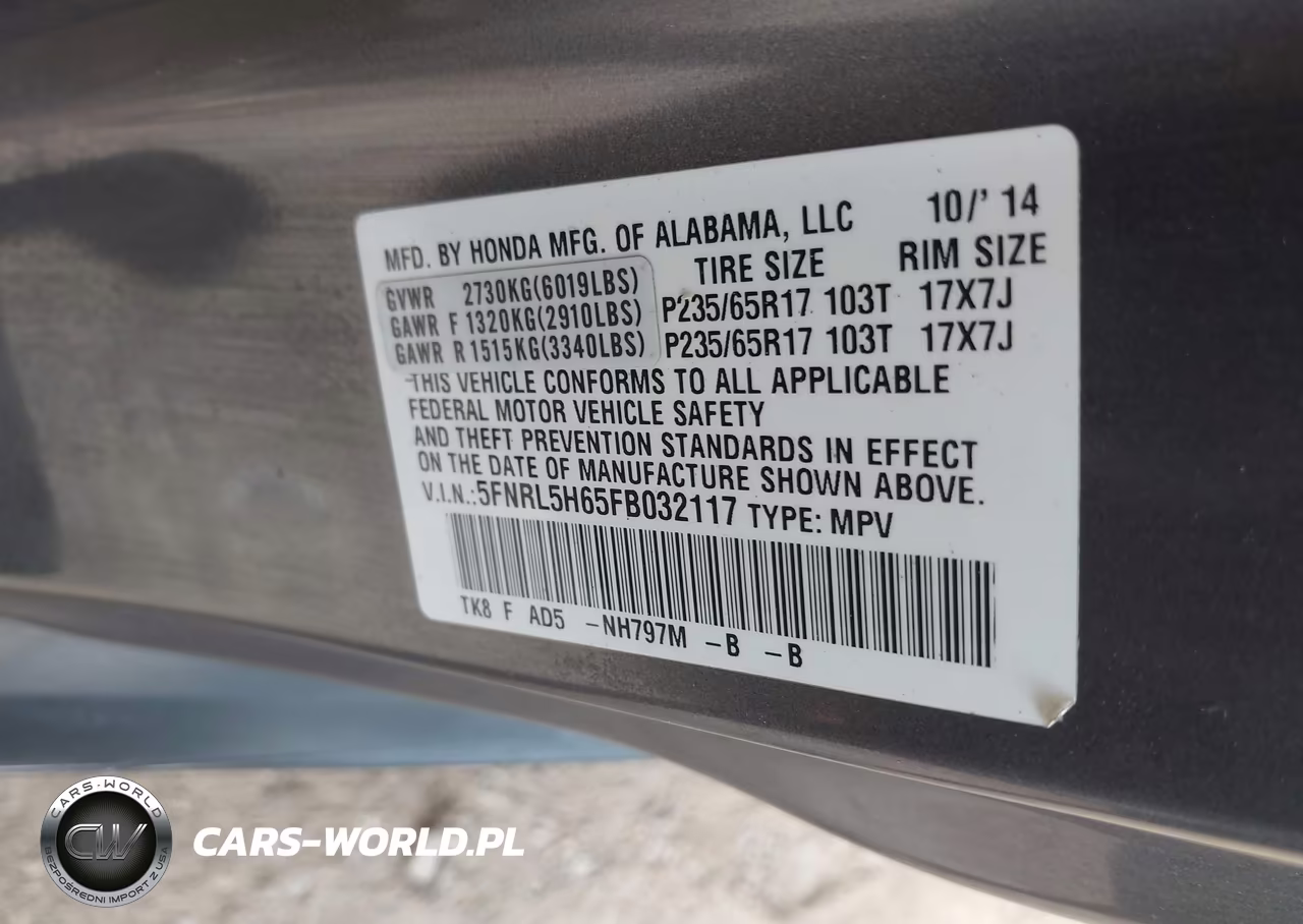 2015 Honda Odyssey Ex-L VIN:5FNRL5H65FB032117 - 9