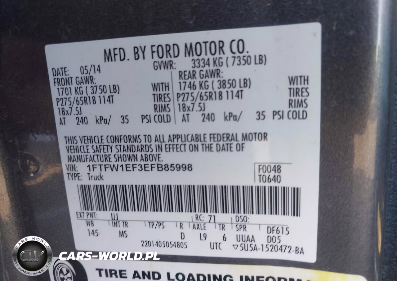 2014 Ford F-150 Xlt VIN:1FTFW1EF3EFB85998 - 9