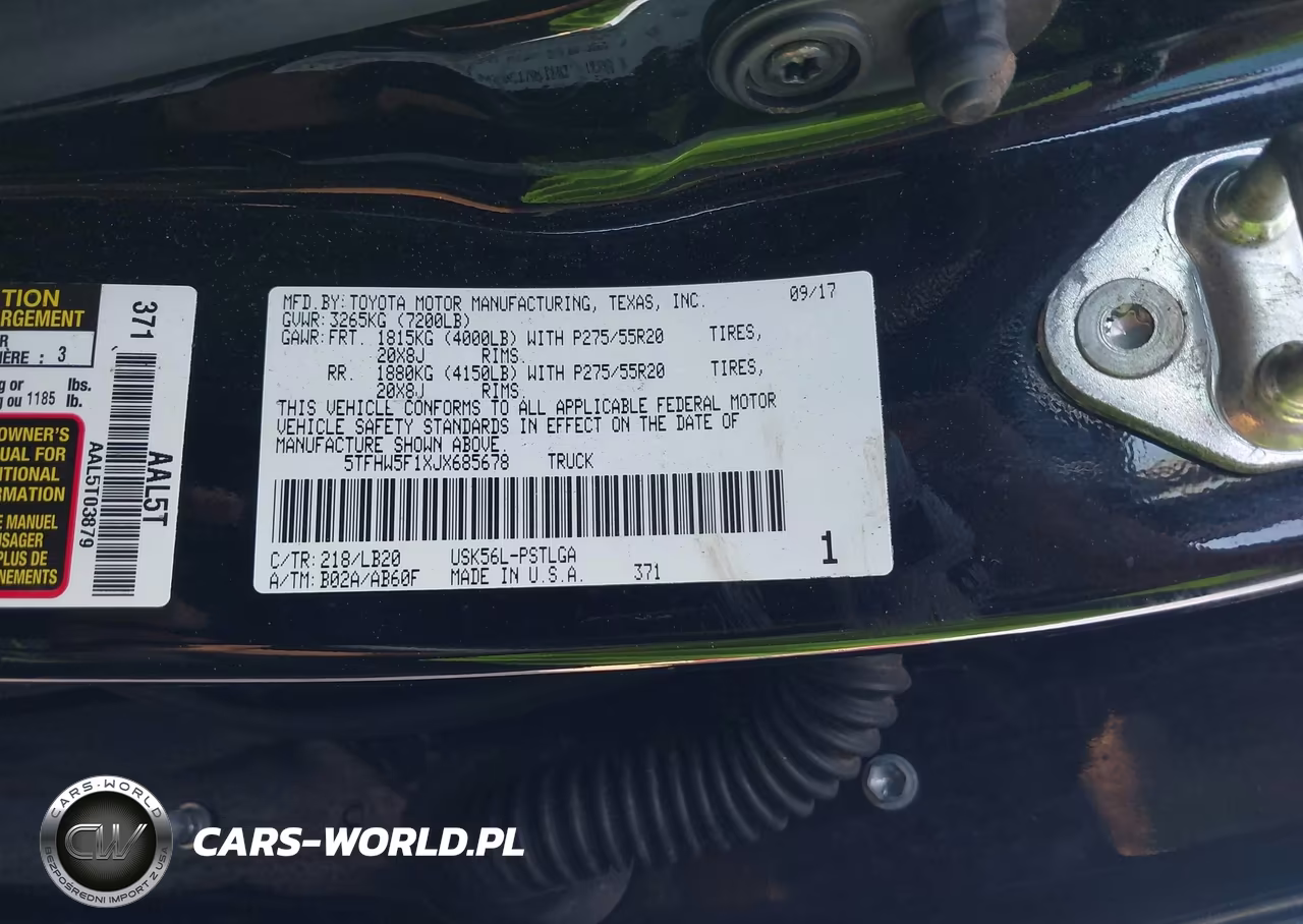 2018 Toyota Tundra Limited 5.7L V8 VIN:5TFHW5F1XJX685678 - 9