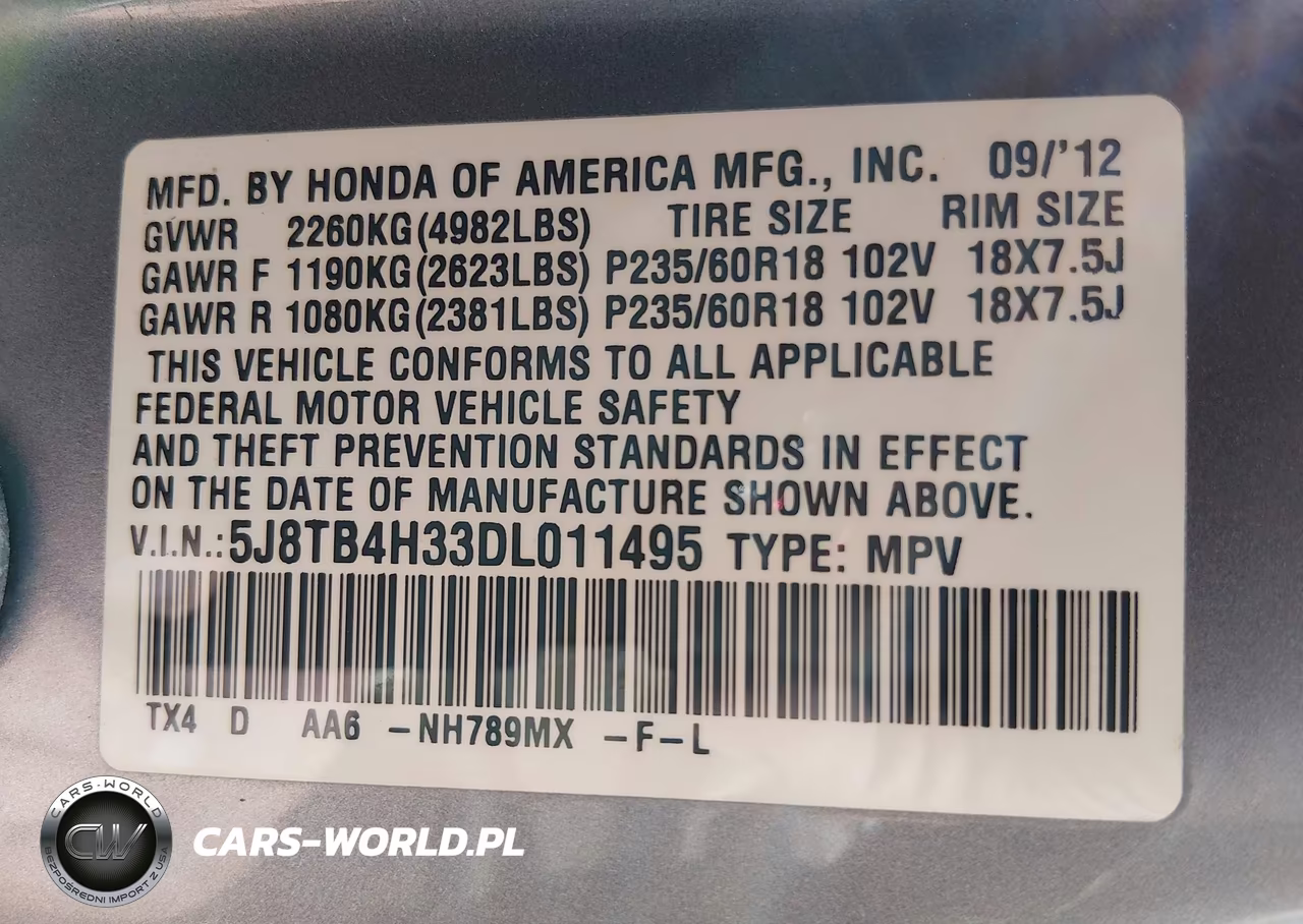 2013 Acura Rdx VIN:5J8TB4H33DL011495 - 9