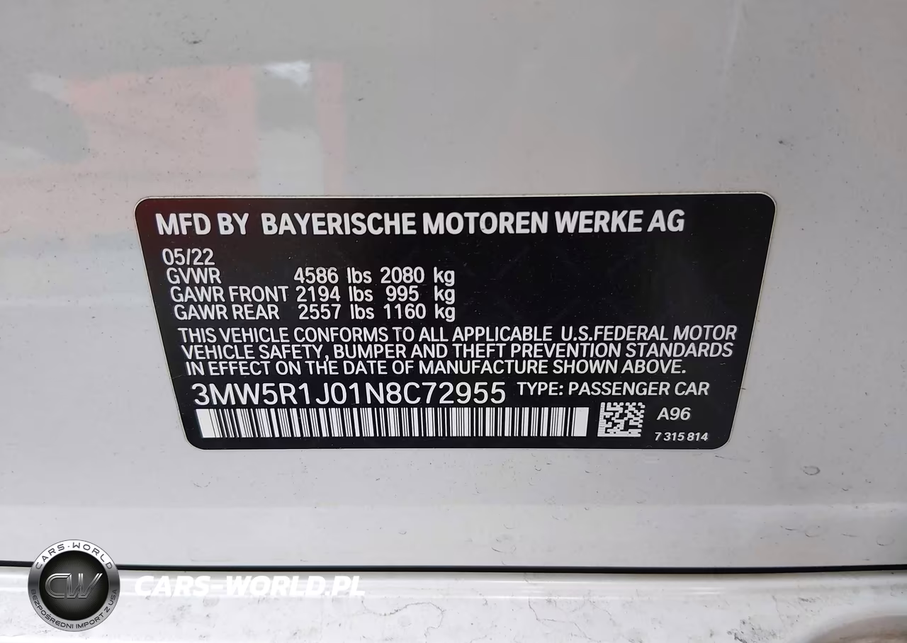 2022 BMW 330I VIN:3MW5R1J01N8C72955 - 9