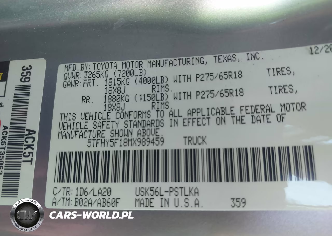 2021 Toyota Tundra Limited VIN:5TFHY5F18MX989459 - 9
