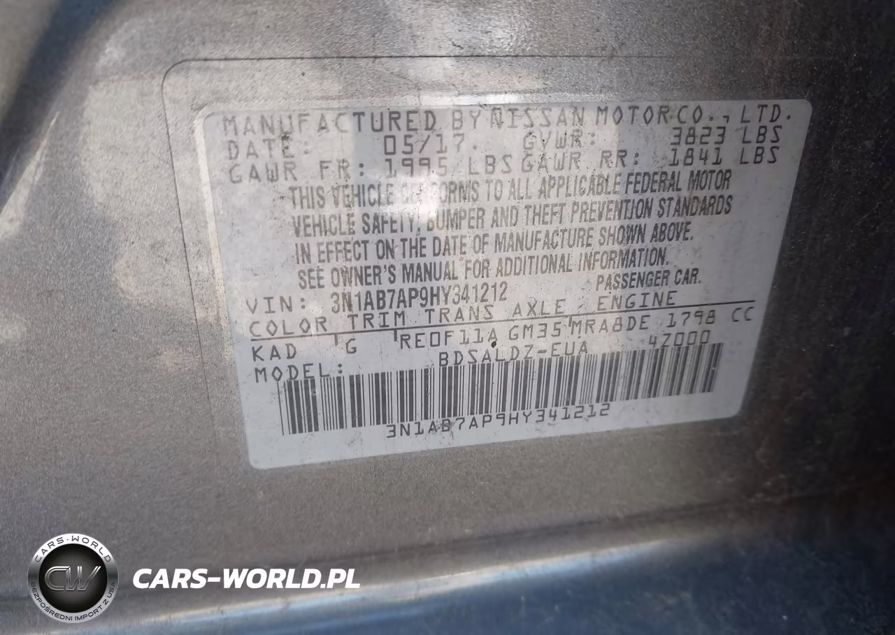 2017 Nissan Sentra Sv VIN:3N1AB7AP9HY341212 - 9