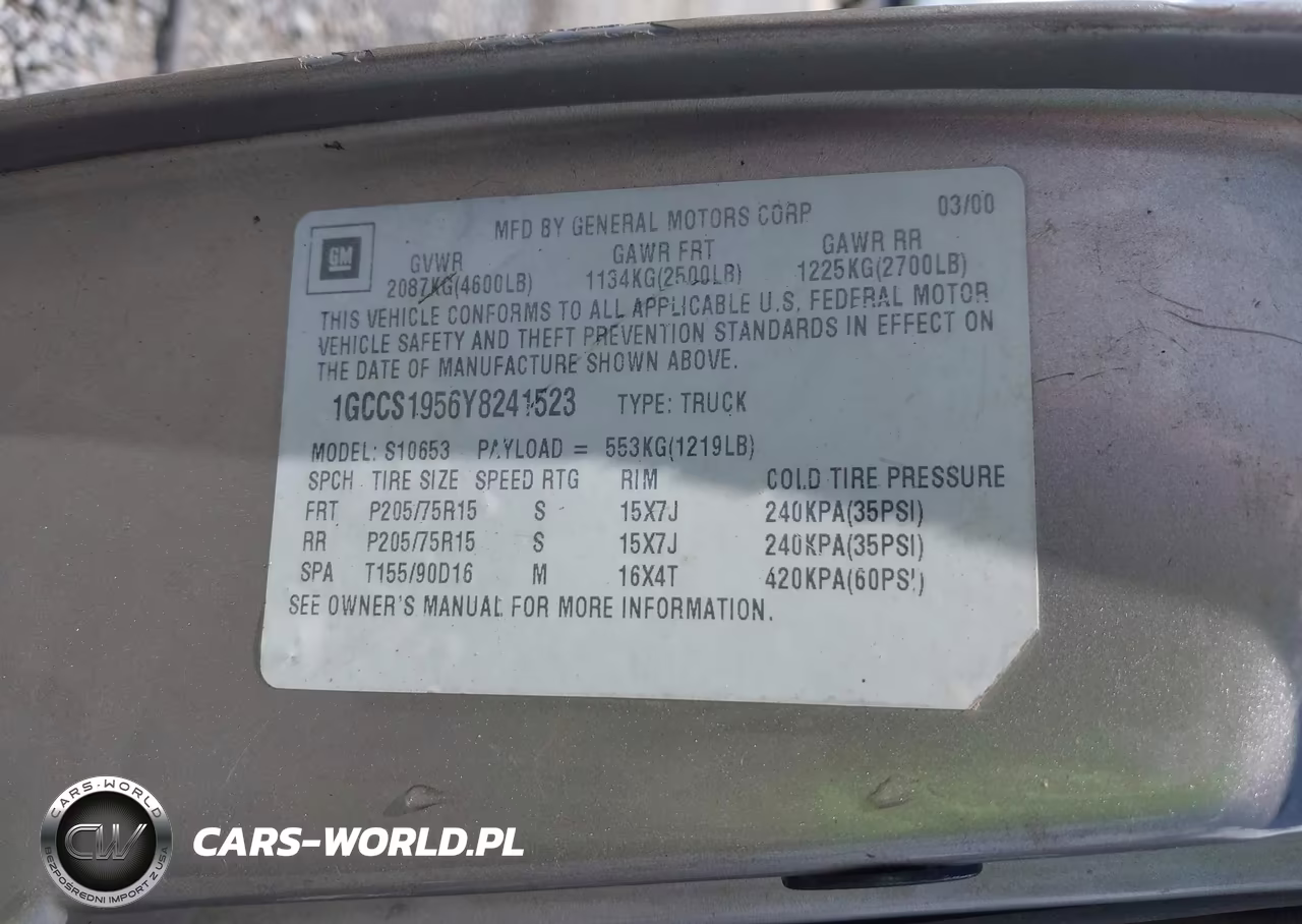 2000 Chevrolet S-10 Ls VIN:1GCCS1956Y8241523 - 9