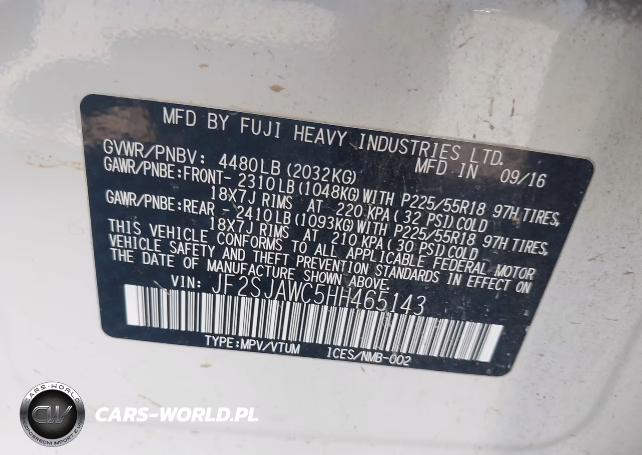 2017 Subaru Forester 2.5I Touring VIN:JF2SJAWC5HH465143 - 9