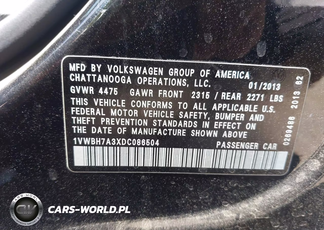 2013 Volkswagen Passat 2.5L Se VIN:1VWBH7A3XDC086504 - 9