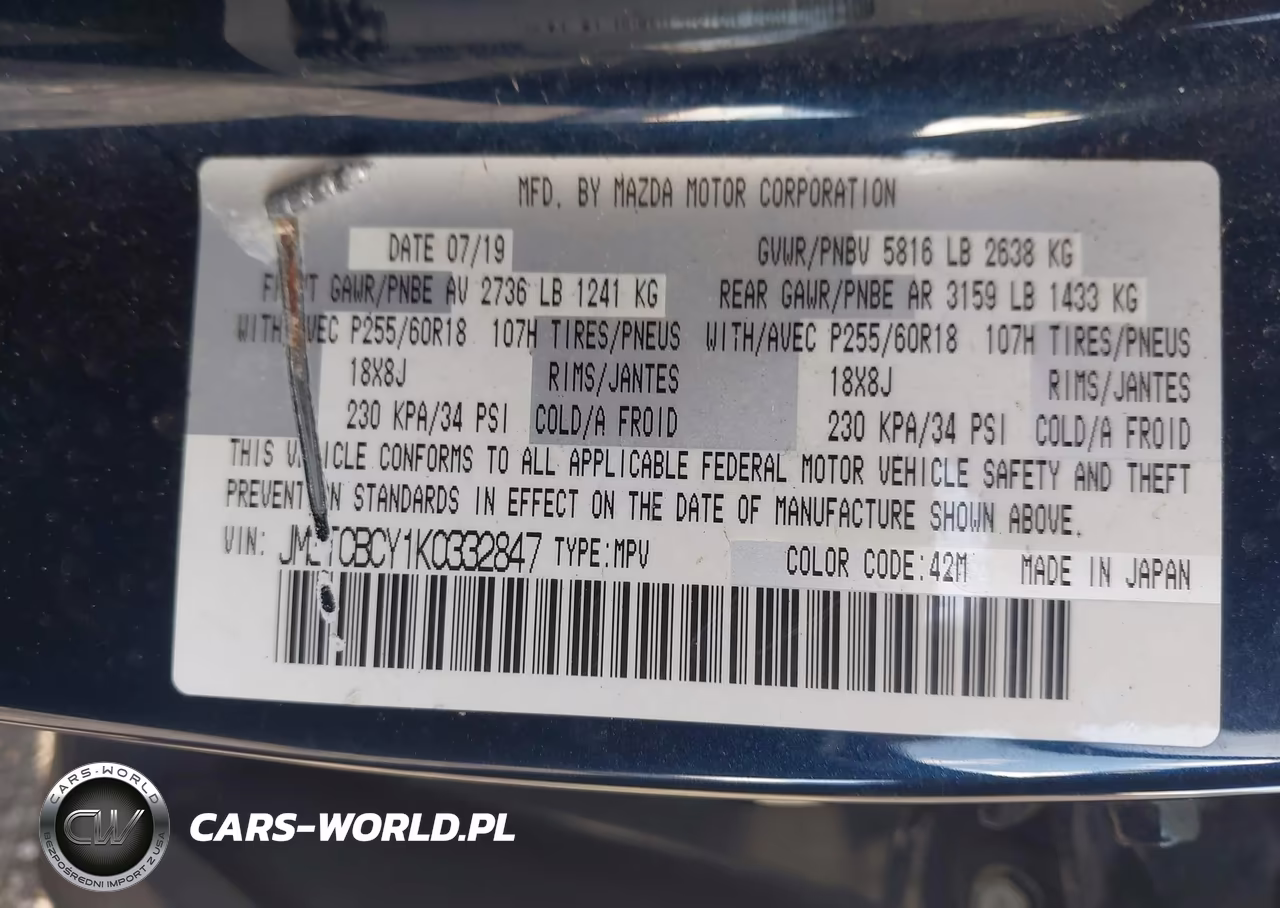 2019 Mazda Cx-9 Touring VIN:JM3TCBCY1K0332847 - 9