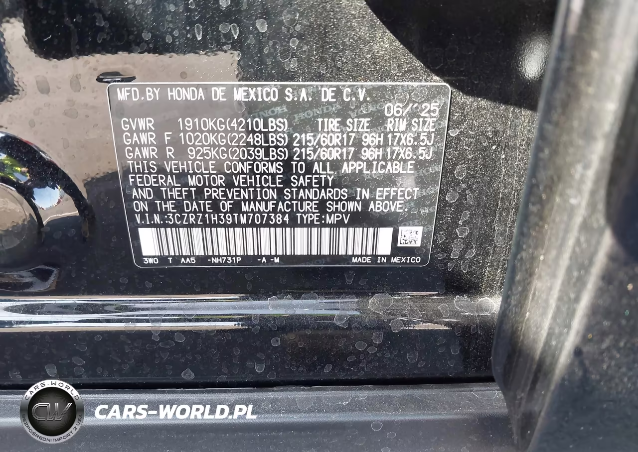 2026 Honda Hr-V 2Wd Lx VIN:3CZRZ1H39TM707384 - 9