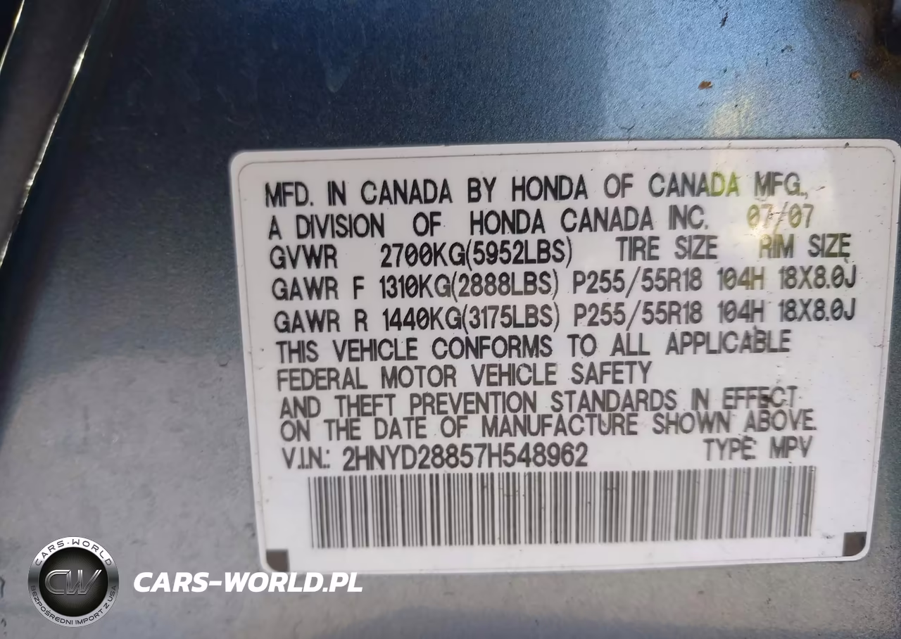 2007 Acura Mdx Sport Package VIN:2HNYD28857H548962 - 9