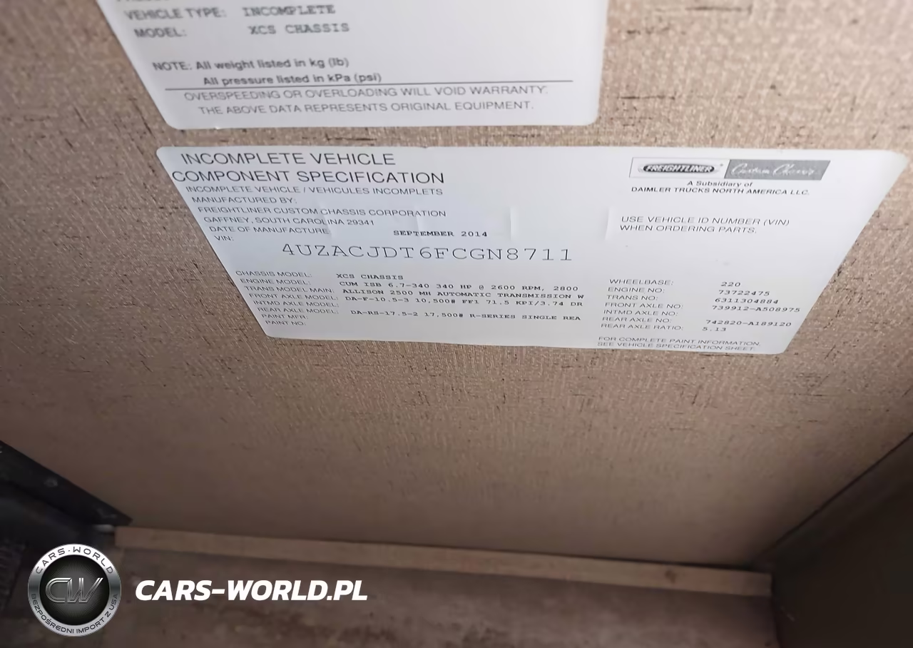 2015 Freightliner Chassis Xc VIN:4UZACJDT6FCGN8711 - 9