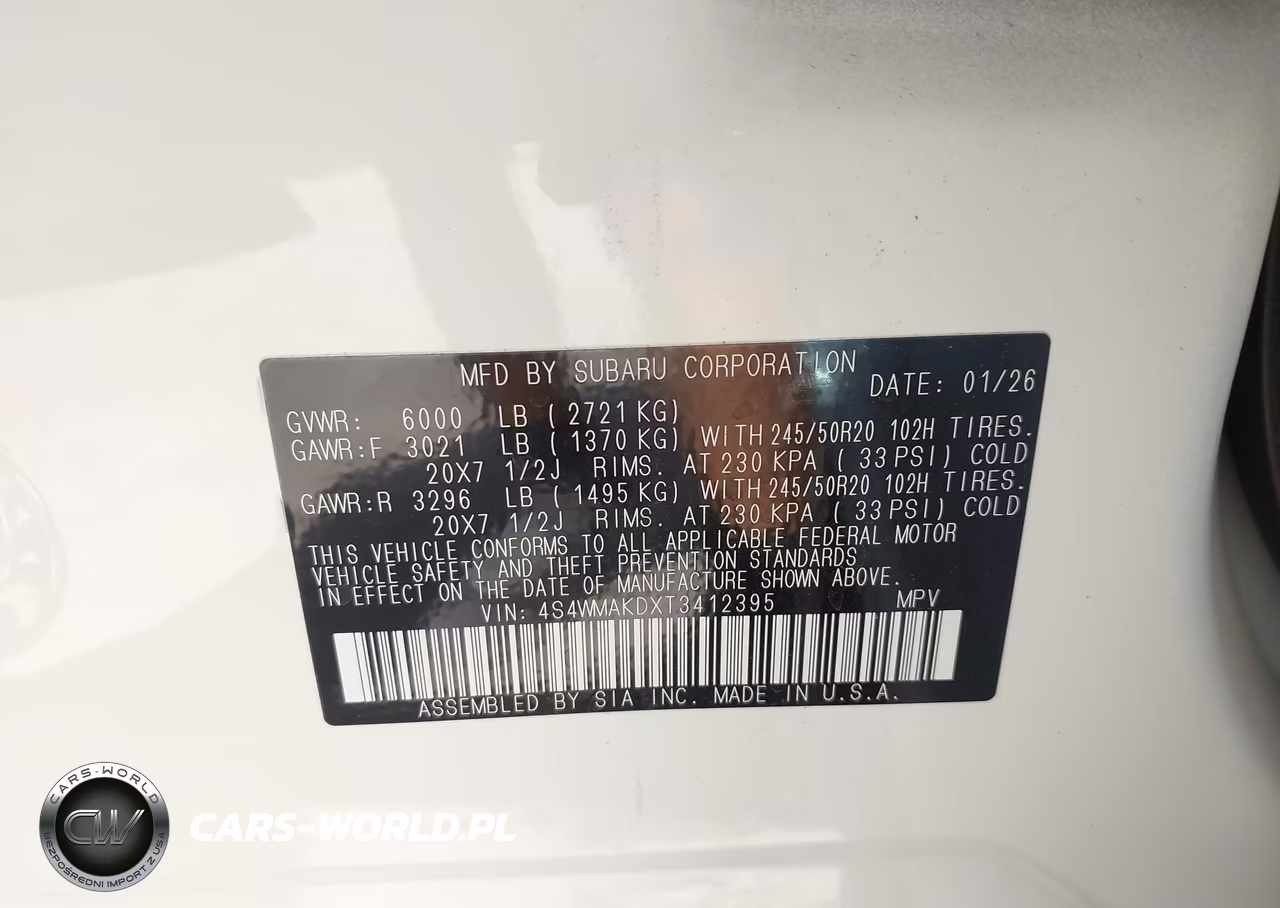 2026 Subaru Ascent Touring 7-Passenger VIN:4S4WMAKDXT3412395 - 9