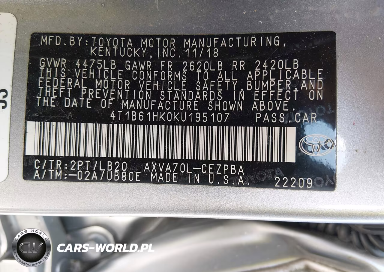 2019 Toyota Camry Xse VIN:4T1B61HK0KU195107 - 9