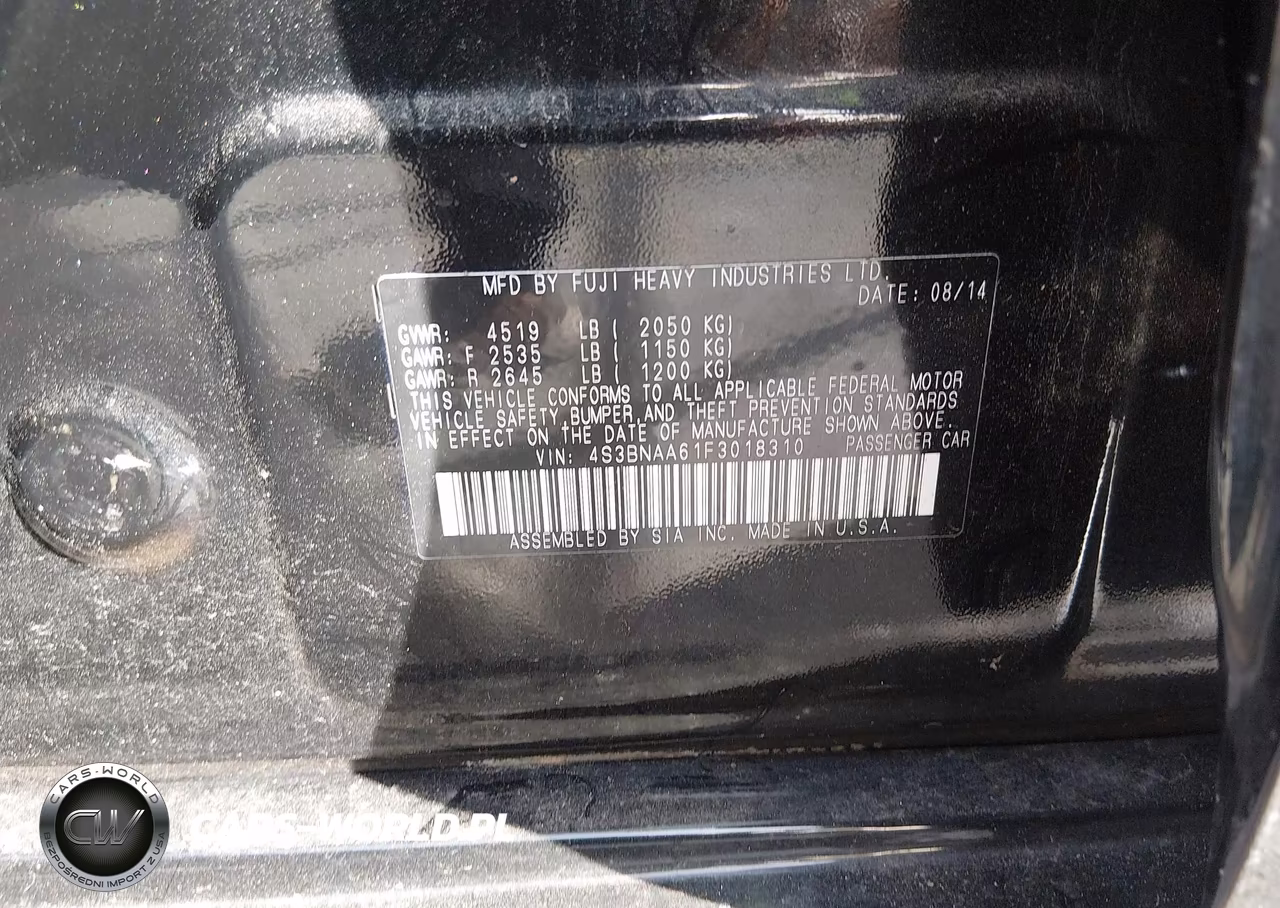 2015 Subaru Legacy 2.5I VIN:4S3BNAA61F3018310 - 9