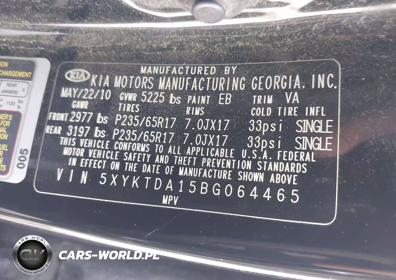 2011 Kia Sorento Lx VIN:5XYKTDA15BG064465 - 9