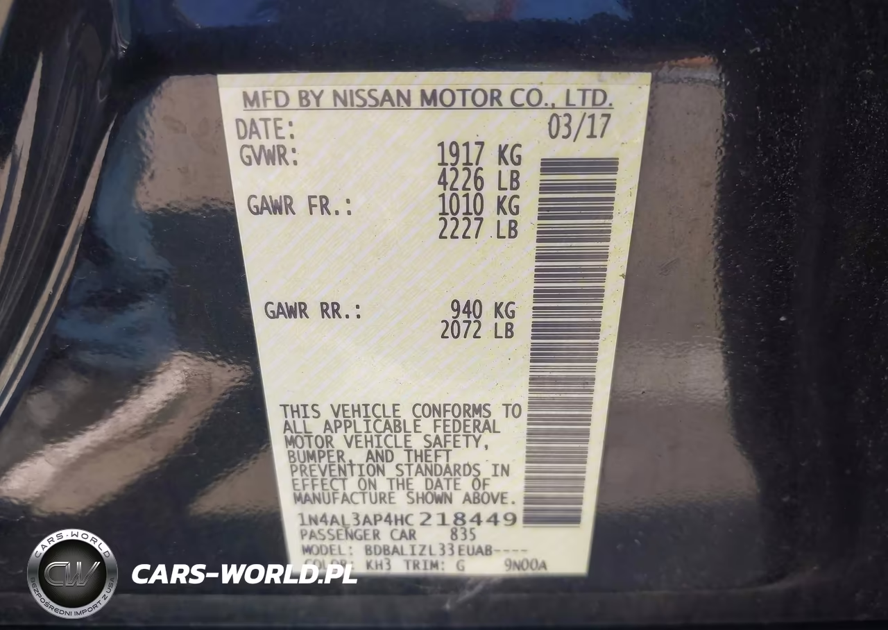 2017 Nissan Altima 2.5 Sv VIN:1N4AL3AP4HC218449 - 9