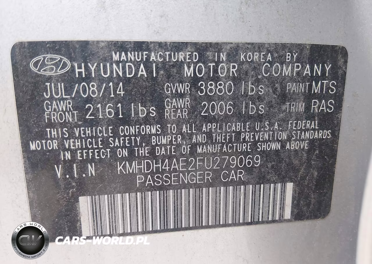 2015 Hyundai Elantra Se VIN:KMHDH4AE2FU279069 - 9