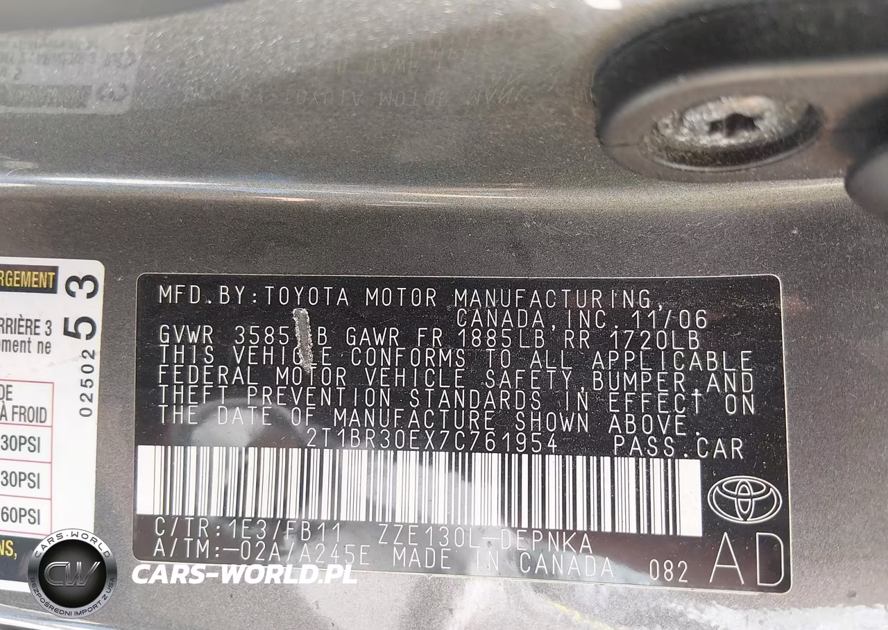 2007 Toyota Corolla Le VIN:2T1BR30EX7C761954 - 9