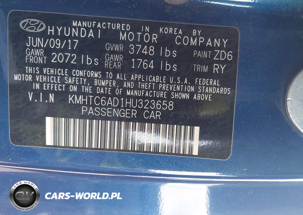 2017 Hyundai Veloster VIN:KMHTC6AD1HU323658 - 9